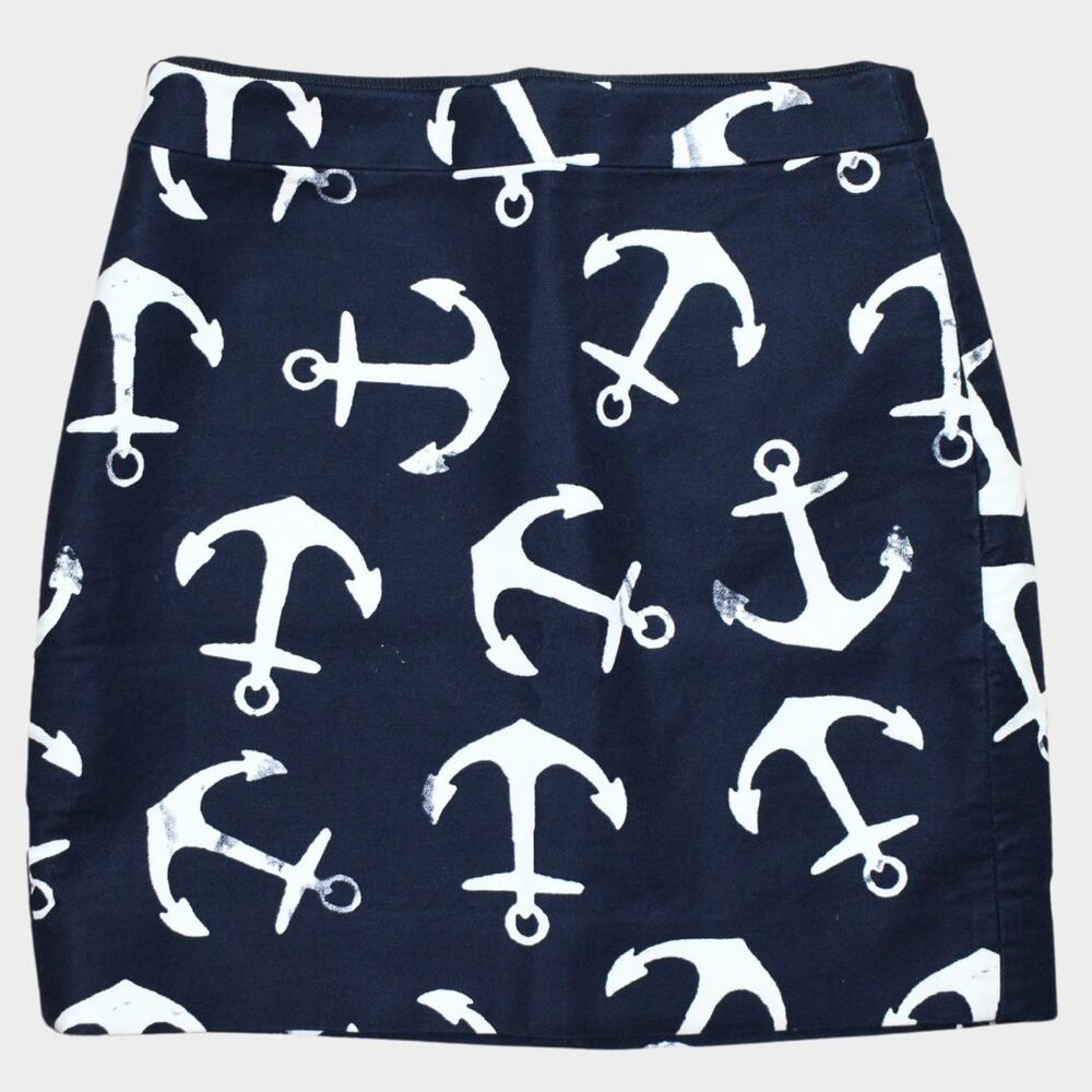 J.CREW Mini Nautical Anchor Skirt Navy Blue Size 00